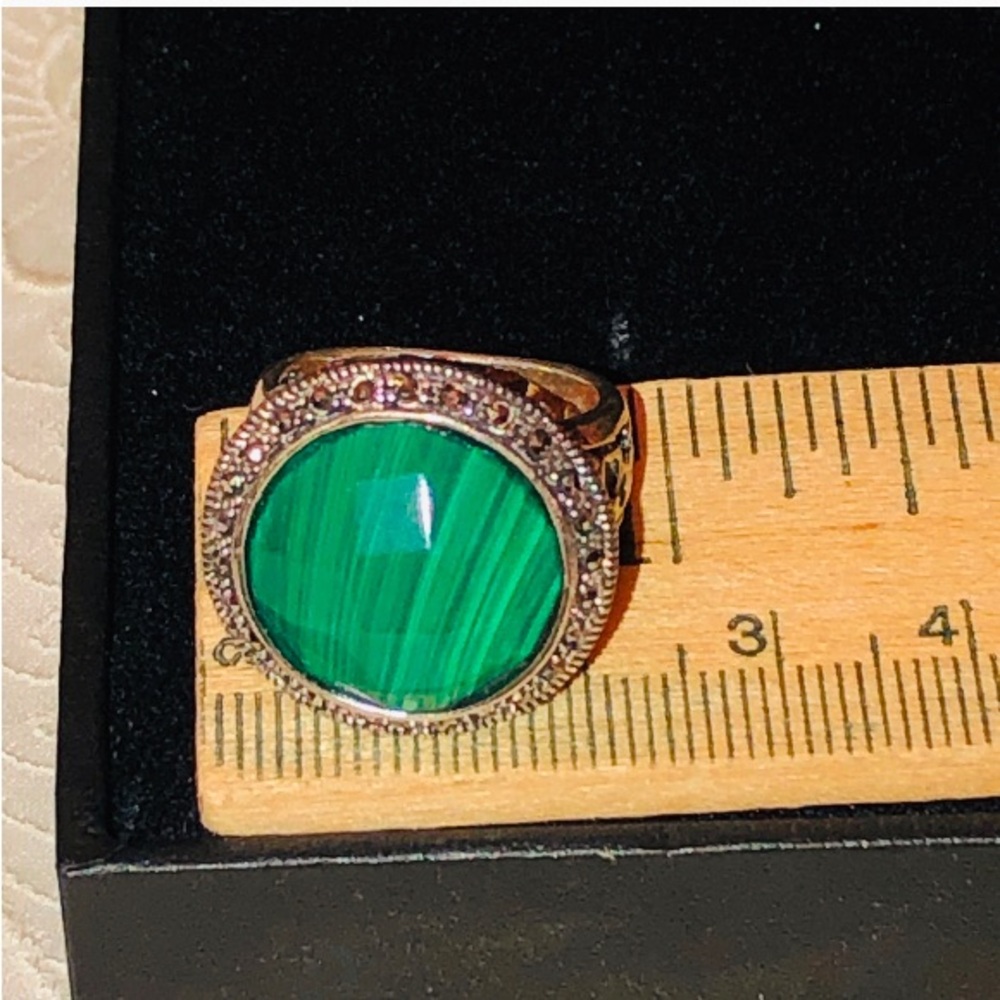 Green And Silver Malachite Statement Ring - image 3